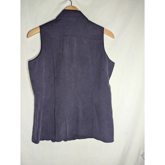 VTG City Silk Womens Purple Sleeveless button up Silk Top Sz SP 90’s Collared - Picture 4 of 4